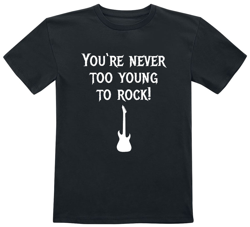T-shirt Fun de Slogans - Kids - You're Never Too Young To Rock! - 104 à 164 - pour filles & garçonse - noir - Slogans