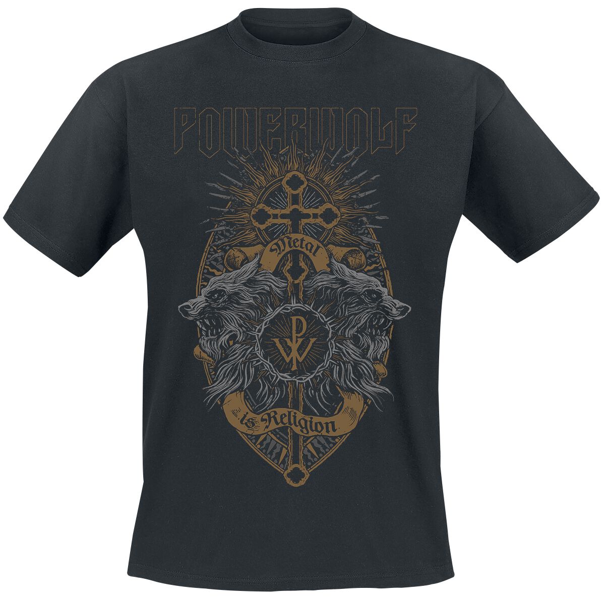 T-Shirt Manches courtes  de Powerwolf - Crest Wolves - S à XXL - pour Homme - noir - Powerwolf