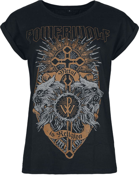 T-Shirt Manches courtes  de Powerwolf - Crest Wolves - S à XXL - pour Femme - noir - Powerwolf