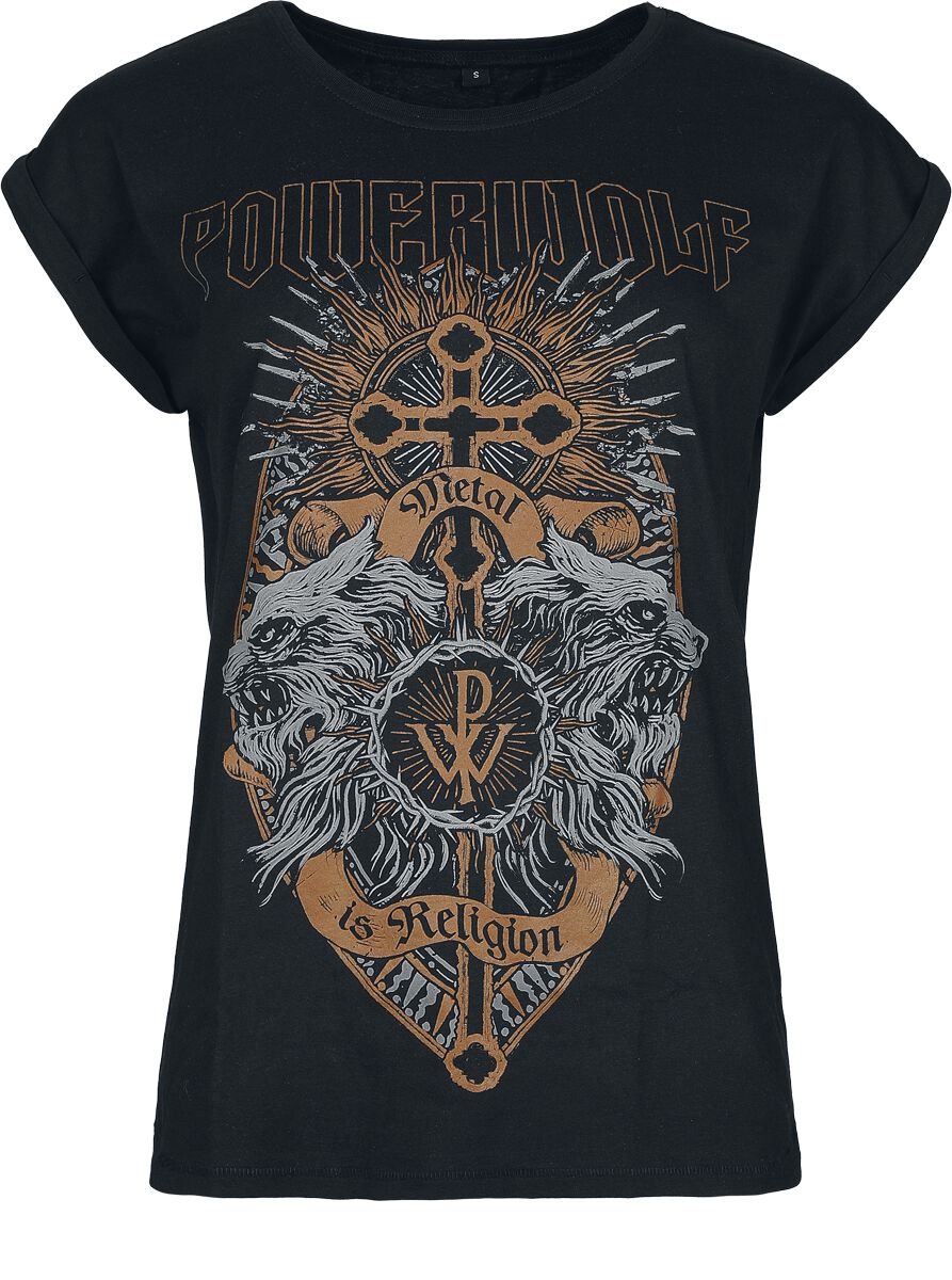 T-Shirt Manches courtes  de Powerwolf - Crest Wolves - S à XXL - pour Femme - noir - Powerwolf