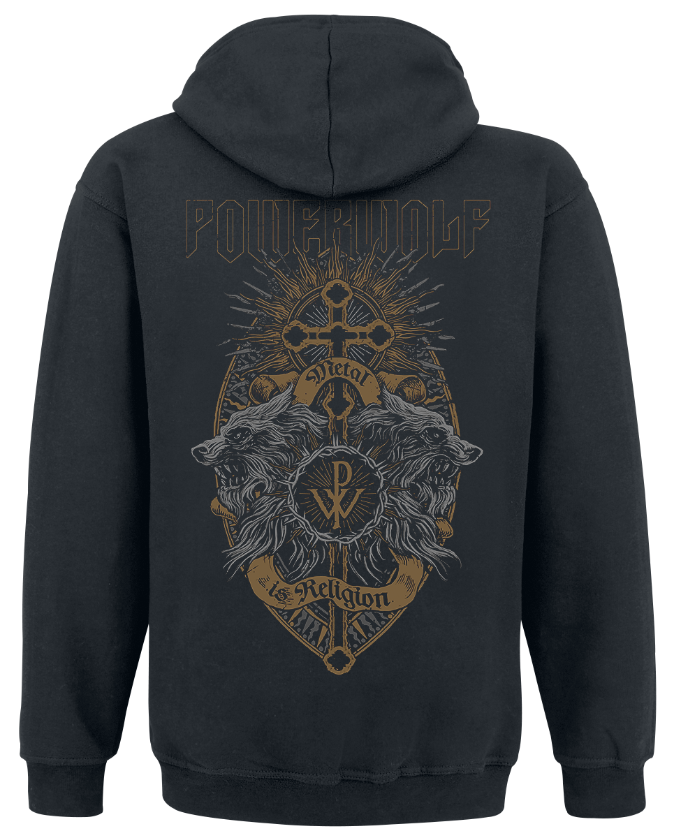 Sweat-shirt à capuche  de Powerwolf - Crest Wolves - S à XXL - pour Homme - noir - Powerwolf - View 2