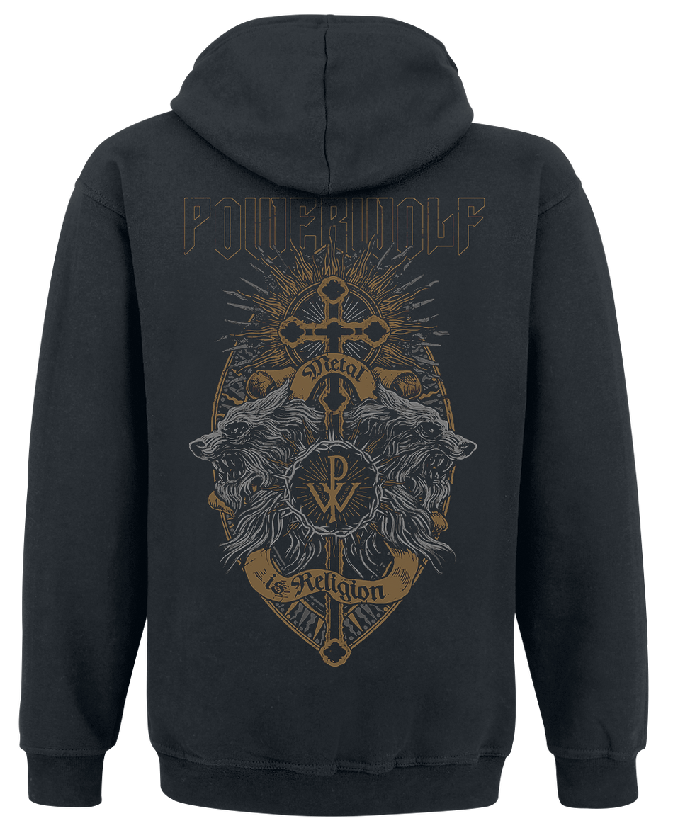 Sweat-shirt à capuche  de Powerwolf - Crest Wolves - S à XXL - pour Homme - noir - Powerwolf - View 2
