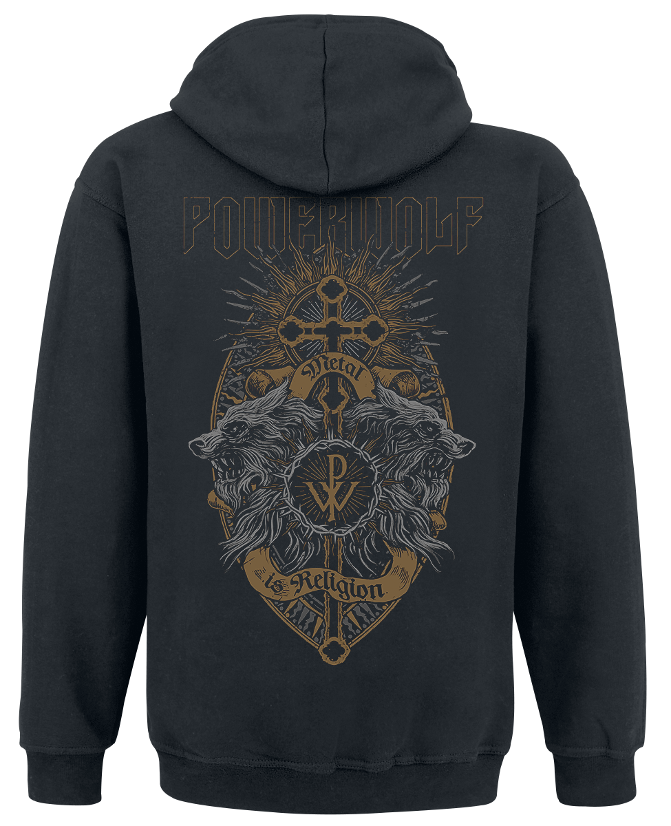 Sweat-shirt à capuche  de Powerwolf - Crest Wolves - S à XXL - pour Homme - noir - Powerwolf - View 2