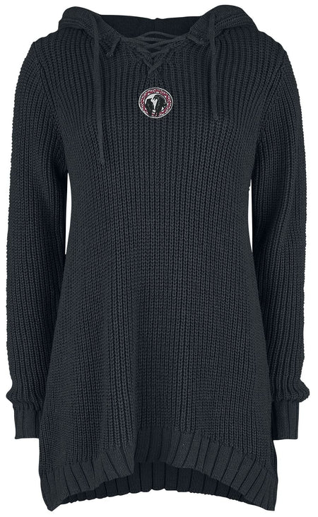 Pull tricoté  de Black Premium by EMP - Pull Tricoté Avec Capuche & Laçage - S à XXL - pour Femme - noir - Black Premium by EMP