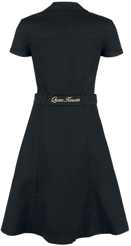 Robe mi-longue Rockabilly de Queen Kerosin - Robe Workwear - S à XXL - pour Femme - noir - Queen Kerosin - View 2