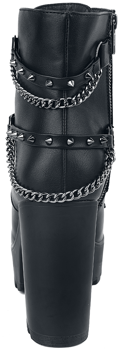 Talons hauts Gothic de Gothicana by EMP - Bottines Noires Avec Sangles Cloutées & Chaînes - EU37 à EU41 - pour Femme - noir - Gothicana by EMP - View 2