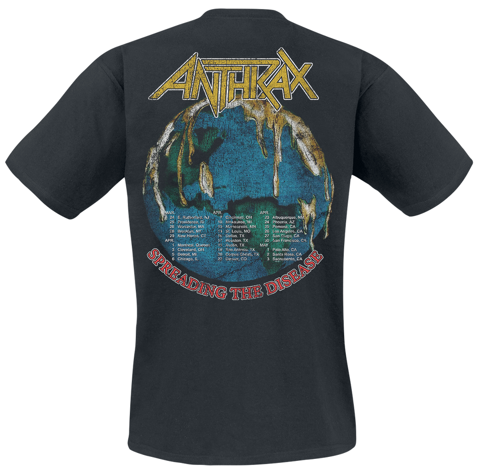 T-Shirt Manches courtes  de Anthrax - Spreading The Disease Vintage Tour - S à XXL - pour Homme - noir - Anthrax - View 2