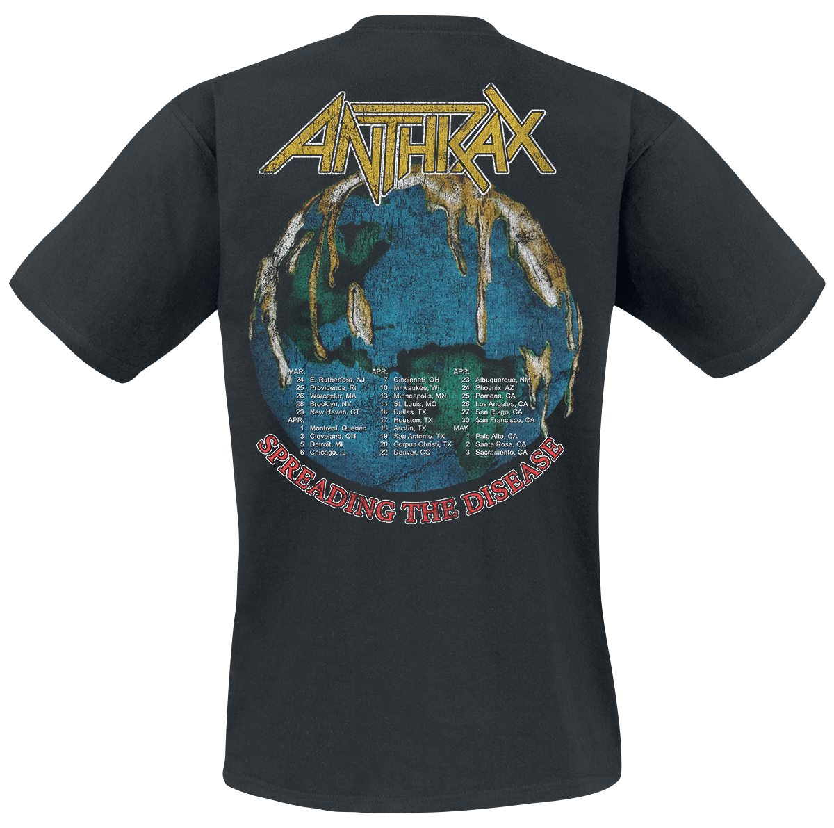 T-Shirt Manches courtes  de Anthrax - Spreading The Disease Vintage Tour - S à XXL - pour Homme - noir - Anthrax - View 2