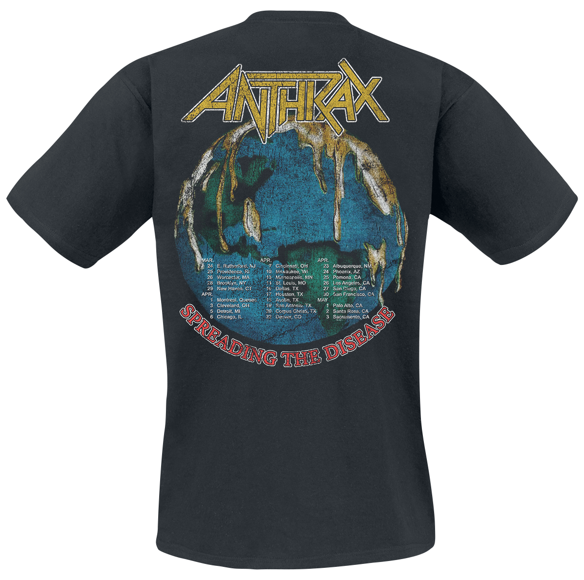 T-Shirt Manches courtes  de Anthrax - Spreading The Disease Vintage Tour - S à XXL - pour Homme - noir - Anthrax - View 2