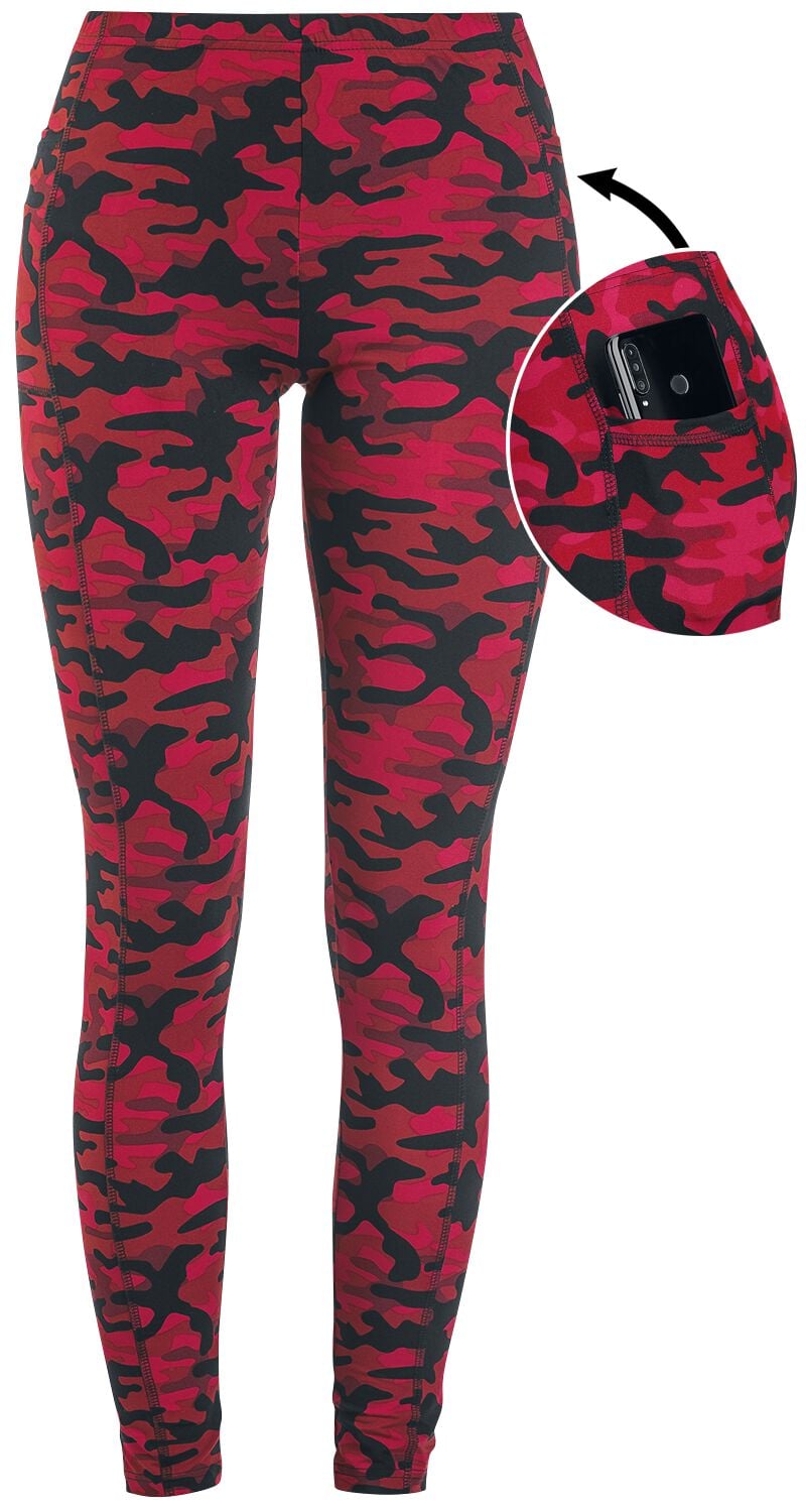 Legging  de Rock Rebel by EMP - Leggings Rouge Camouflage Avec Poches Latérales - XS à 5XL - pour Femme - rouge - Rock Rebel by EMP