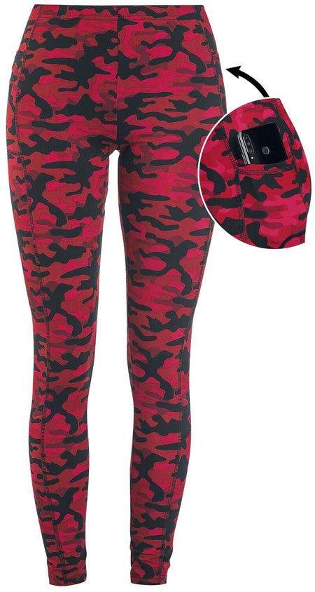 Legging  de Rock Rebel by EMP - Leggings Rouge Camouflage Avec Poches Latérales - XS à 5XL - pour Femme - rouge - Rock Rebel by EMP