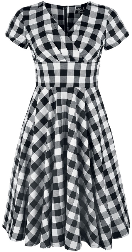 Robe mi-longue Rockabilly de Hell Bunny - Robe Années 50 Victorine - M à XL - pour Femme - noir/blanc - hell bunny