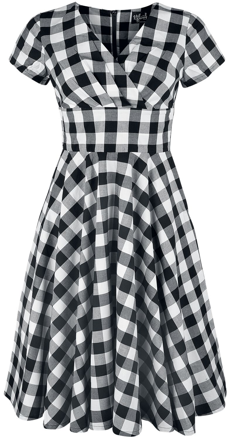 Robe mi-longue Rockabilly de Hell Bunny - Robe Années 50 Victorine - M à XL - pour Femme - noir/blanc - hell bunny