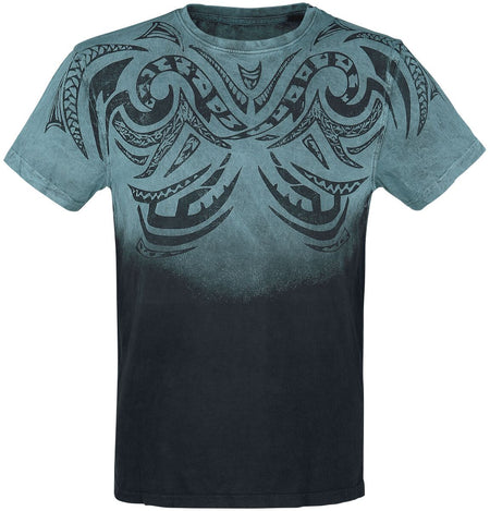 T-Shirt Manches courtes  de Outer Vision - Tattoo Vagues - L à 4XL - pour Homme - turquoise - Outer Vision