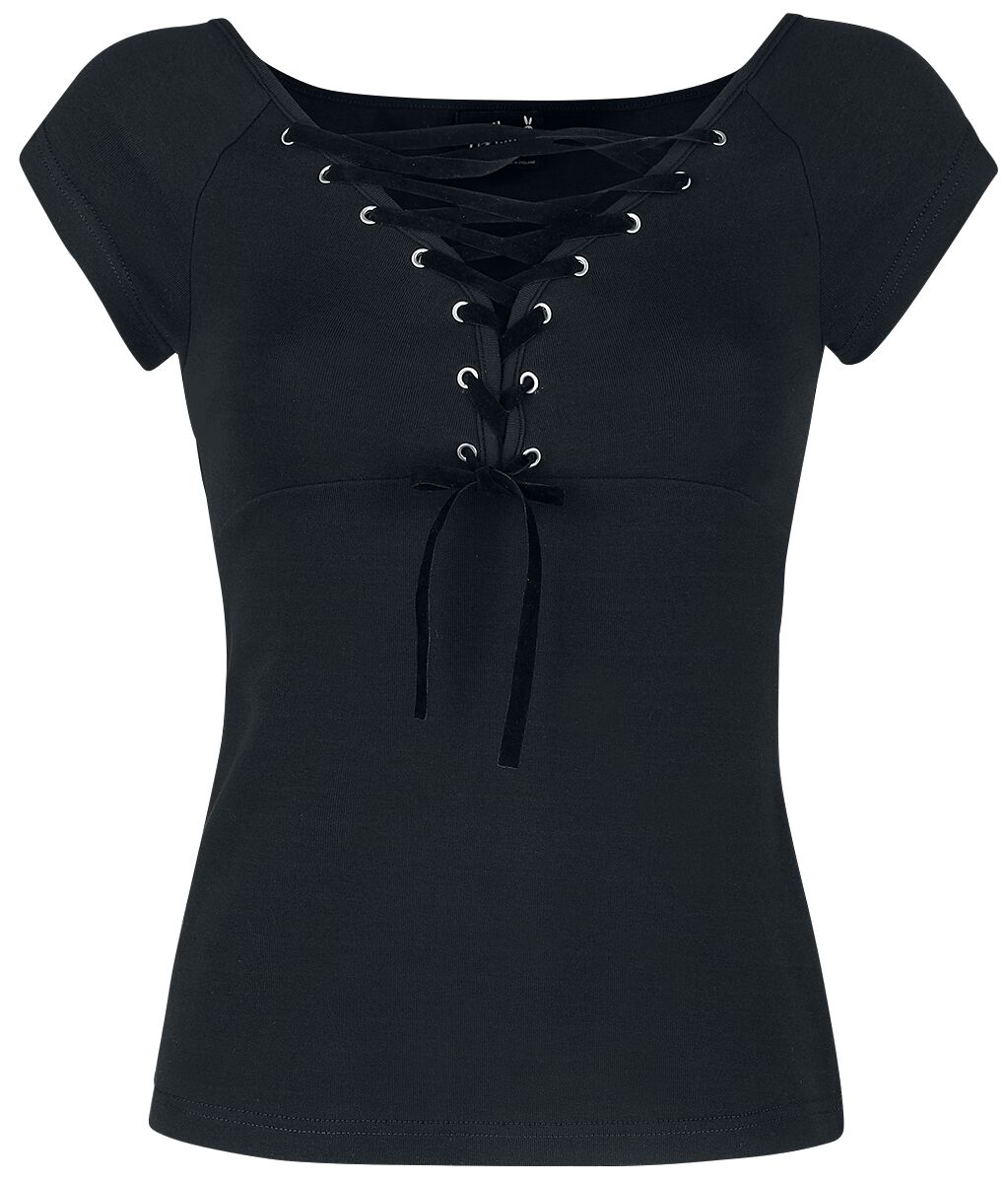 T-Shirt Manches courtes Rockabilly de Hell Bunny - Haut Belladonna - XS à XL - pour Femme - noir - hell bunny