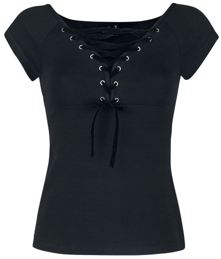 T-Shirt Manches courtes Rockabilly de Hell Bunny - Haut Belladonna - XS à XL - pour Femme - noir - hell bunny