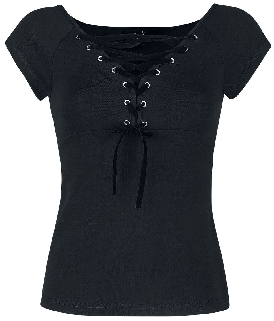 T-Shirt Manches courtes Rockabilly de Hell Bunny - Haut Belladonna - XS à XL - pour Femme - noir - hell bunny