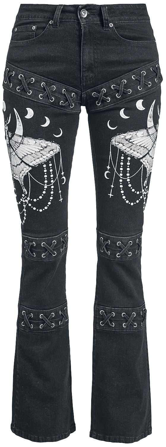 Jean Gothic de Gothicana by EMP - Grace - Jean Avec Imprimé Élaboré & Laçage - W27L30 à W32L34 - pour Femme - noir - Gothicana by EMP