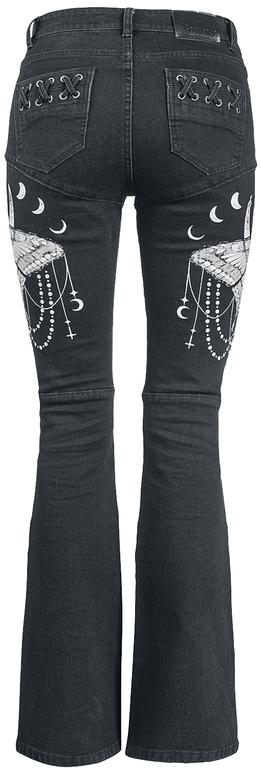 Jean Gothic de Gothicana by EMP - Grace - Jean Avec Imprimé Élaboré & Laçage - W27L30 à W32L34 - pour Femme - noir - Gothicana by EMP - View 2