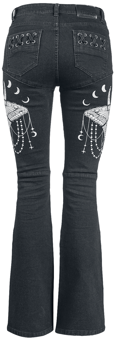 Jean Gothic de Gothicana by EMP - Grace - Jean Avec Imprimé Élaboré & Laçage - W27L30 à W32L34 - pour Femme - noir - Gothicana by EMP - View 2