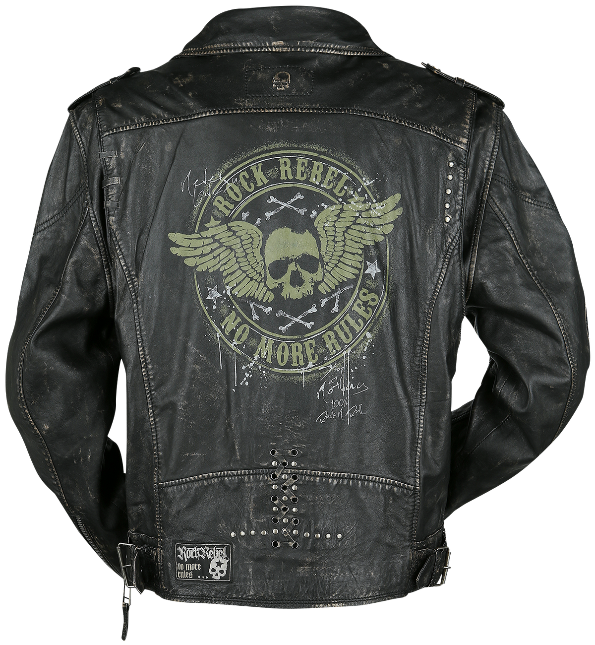 Veste en cuir  de Rock Rebel by EMP - Veste En Cuir Gris Foncé Look Biker - S à 5XL - pour Homme - gris foncé - Rock Rebel by EMP - View 2