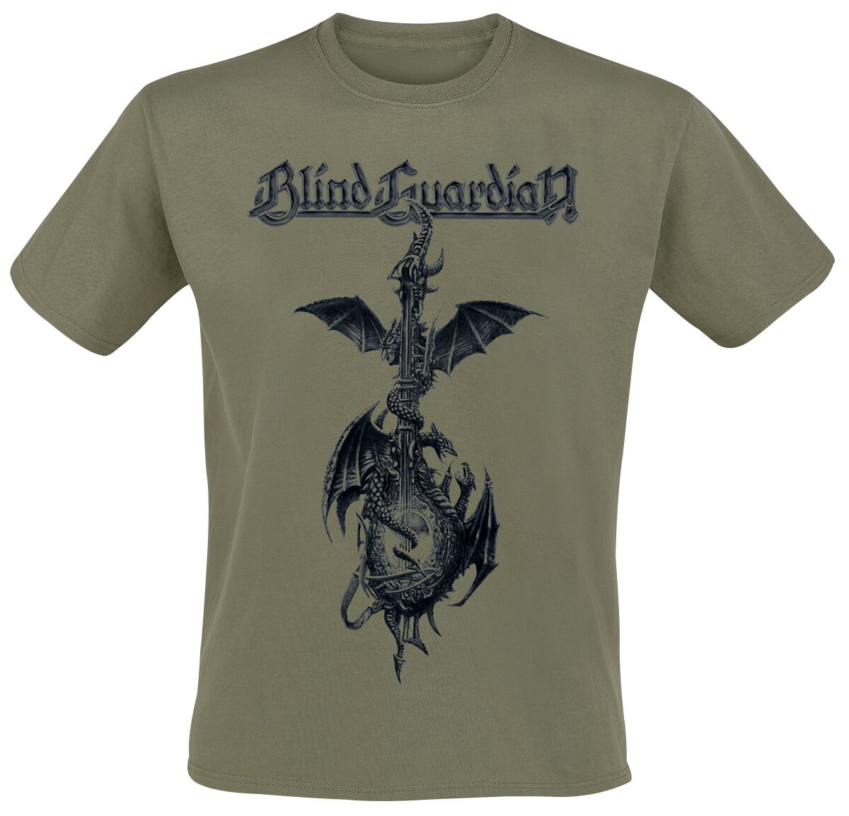 T-Shirt Manches courtes  de Blind Guardian - Dragon Guitar - S à XXL - pour Homme - olive - Blind Guardian