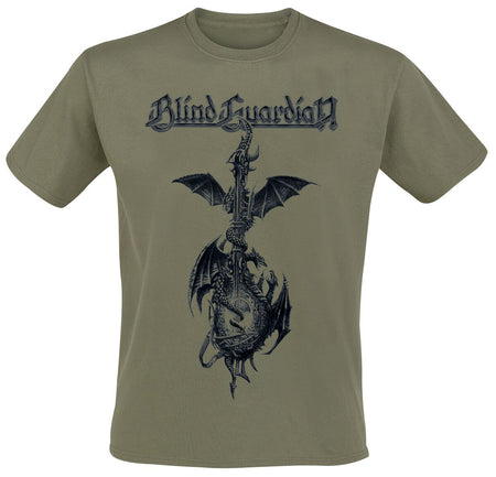 T-Shirt Manches courtes  de Blind Guardian - Dragon Guitar - S à XXL - pour Homme - olive - Blind Guardian