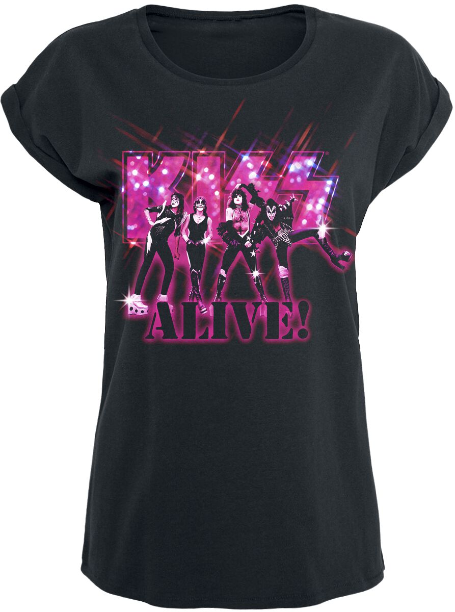 T-Shirt Manches courtes  de Kiss - Alive Pink Glitter - S à XL - pour Femme - noir - Kiss