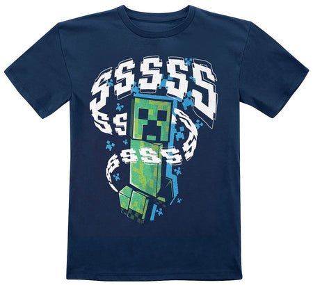 T-shirt Gaming de Minecraft - Enfants - Creeper - 104 à 152 - pour filles & garçonse - bleu foncé - Minecraft