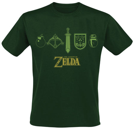 T-Shirt Manches courtes Gaming de The Legend Of Zelda - Quest Essentials - XL à XXL - pour Homme - vert - The Legend Of Zelda