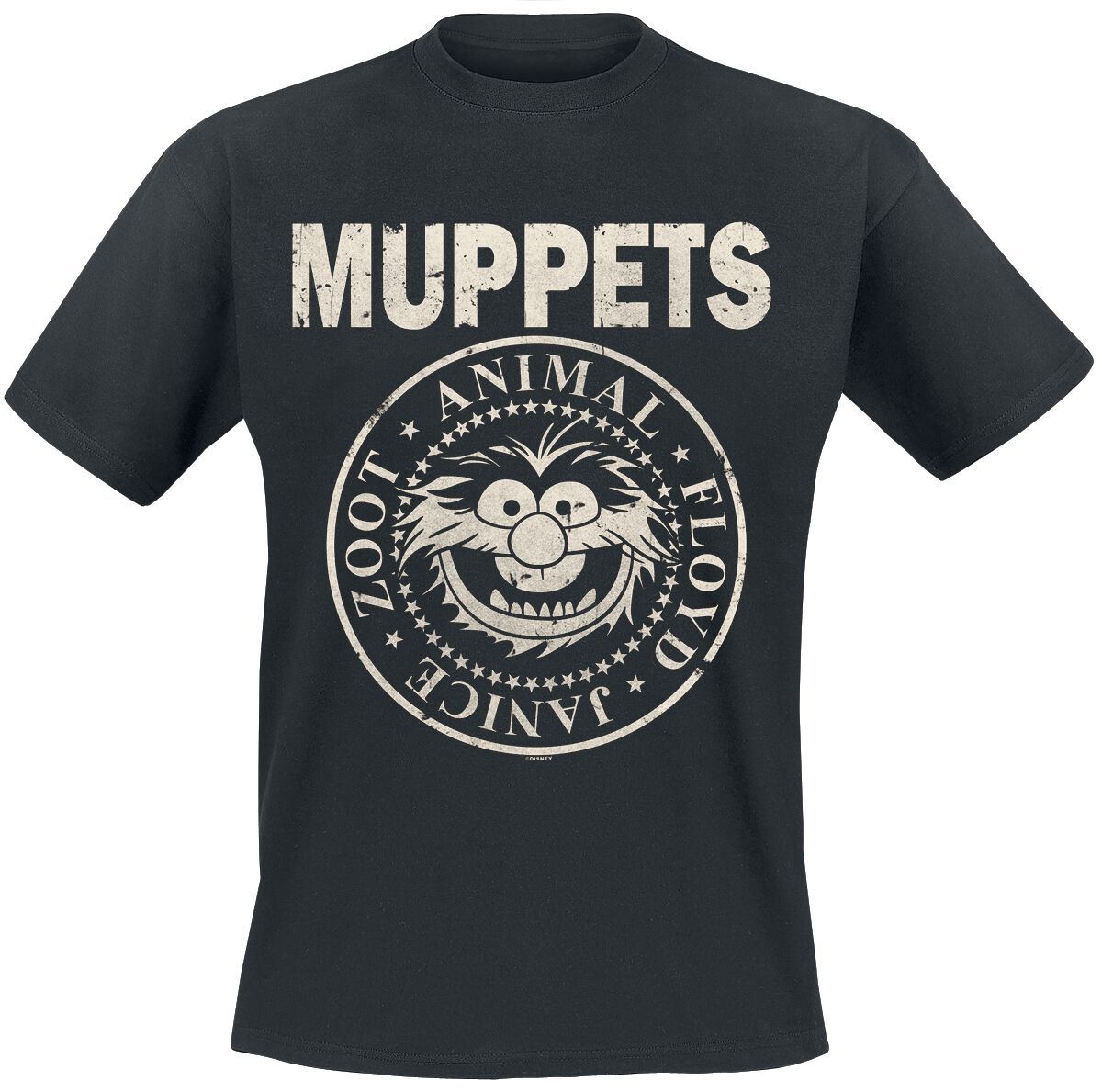 T-Shirt Manches courtes  de Le Muppet Show - Animal - Rock ´n Roll - S à XXL - pour Homme - noir - Le Muppet Show