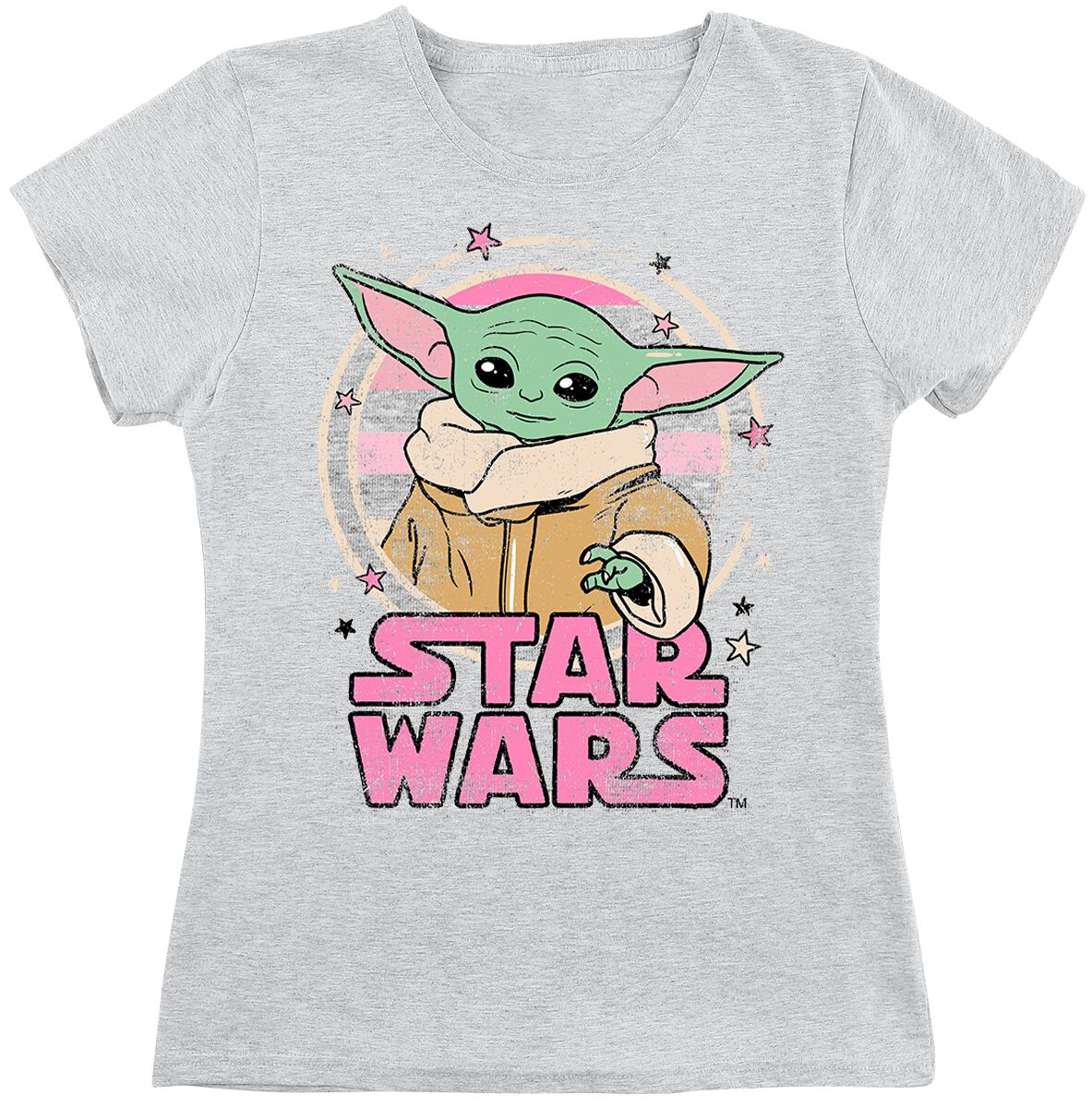 T-Shirt Manches courtes Disney de Star Wars - Enfants - Starry - Grogu - 128 à 152 - pour Femme - gris clair chiné - Star Wars