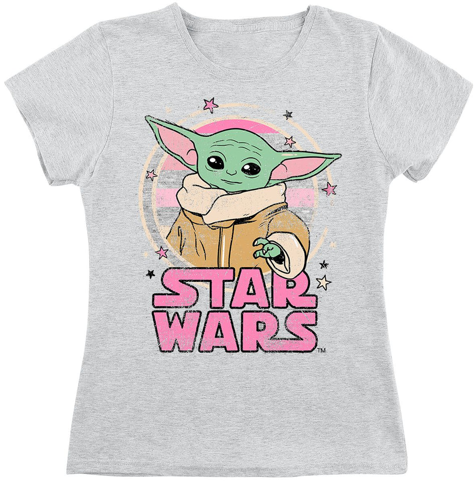 T-Shirt Manches courtes Disney de Star Wars - Enfants - Starry - Grogu - 128 à 152 - pour Femme - gris clair chiné - Star Wars