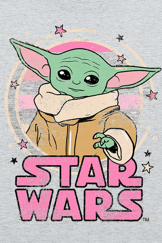 T-Shirt Manches courtes Disney de Star Wars - Enfants - Starry - Grogu - 128 à 152 - pour Femme - gris clair chiné - Star Wars - View 2