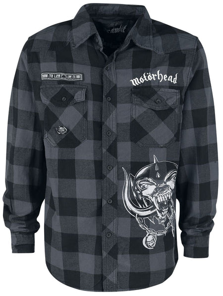 Chemise manches longues  de Motörhead - Brandit Bastards - Checkshirt - S à 5XL - pour Homme - noir/gris - Motörhead