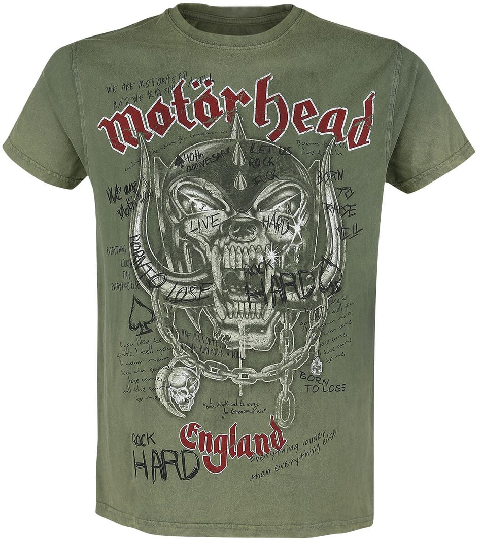 T-Shirt Manches courtes  de Motörhead - Quotes - S à XXL - pour Homme - kaki - Motörhead