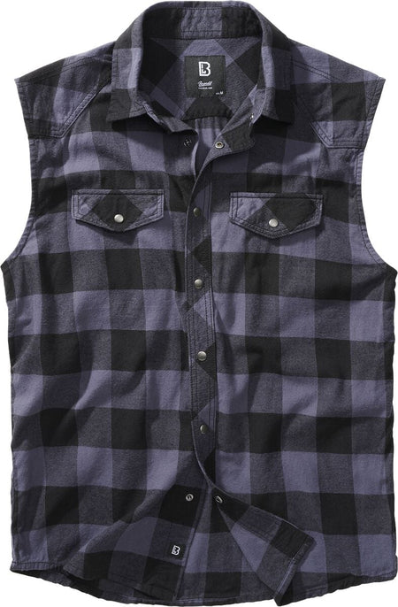 Chemise manches courtes  de Brandit - Chemise Sans Manches À Carreaux - XL à 7XL - pour Homme - noir/gris - Brandit