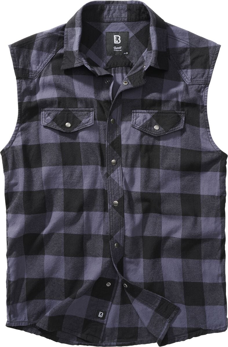 Chemise manches courtes  de Brandit - Chemise Sans Manches À Carreaux - XL à 7XL - pour Homme - noir/gris - Brandit