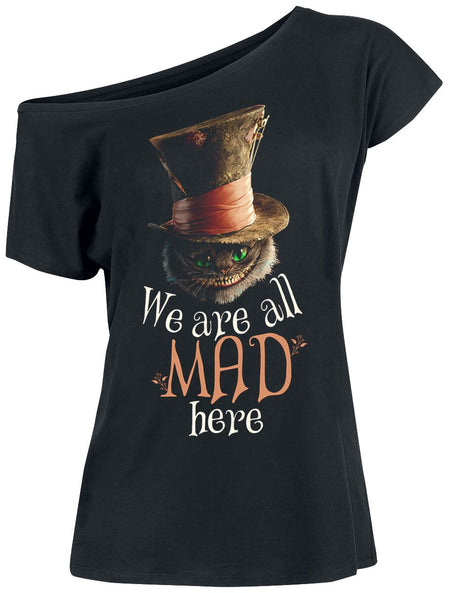 T-Shirt Manches courtes Disney de Alice Au Pays Des Merveilles - We Are All Mad Here - S à 3XL - pour Femme - noir - Alice Au Pays Des Merveilles