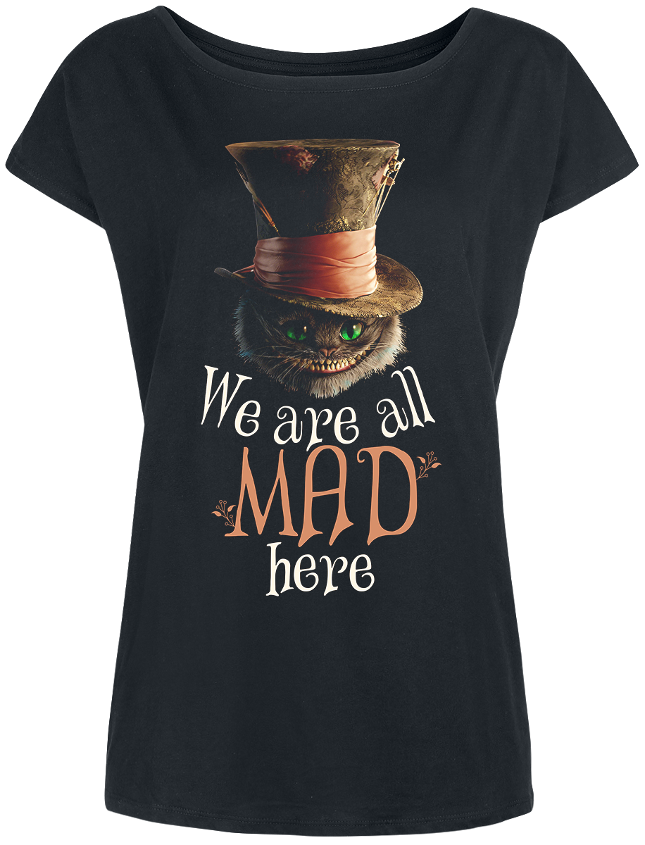 T-Shirt Manches courtes Disney de Alice Au Pays Des Merveilles - We Are All Mad Here - S à 3XL - pour Femme - noir - Alice Au Pays Des Merveilles - View 2