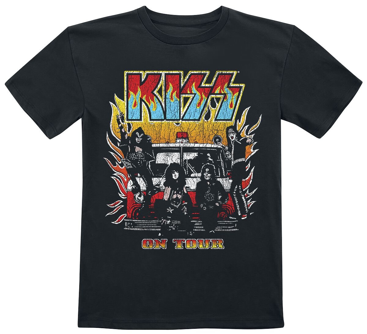 T-shirt  de Kiss - Kids - On Fire - 98/104 à 134/146 - pour filles & garçonse - noir - Kiss
