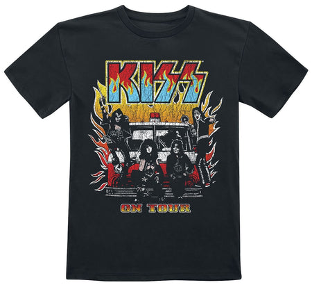 T-shirt  de Kiss - Kids - On Fire - 98/104 à 134/146 - pour filles & garçonse - noir - Kiss