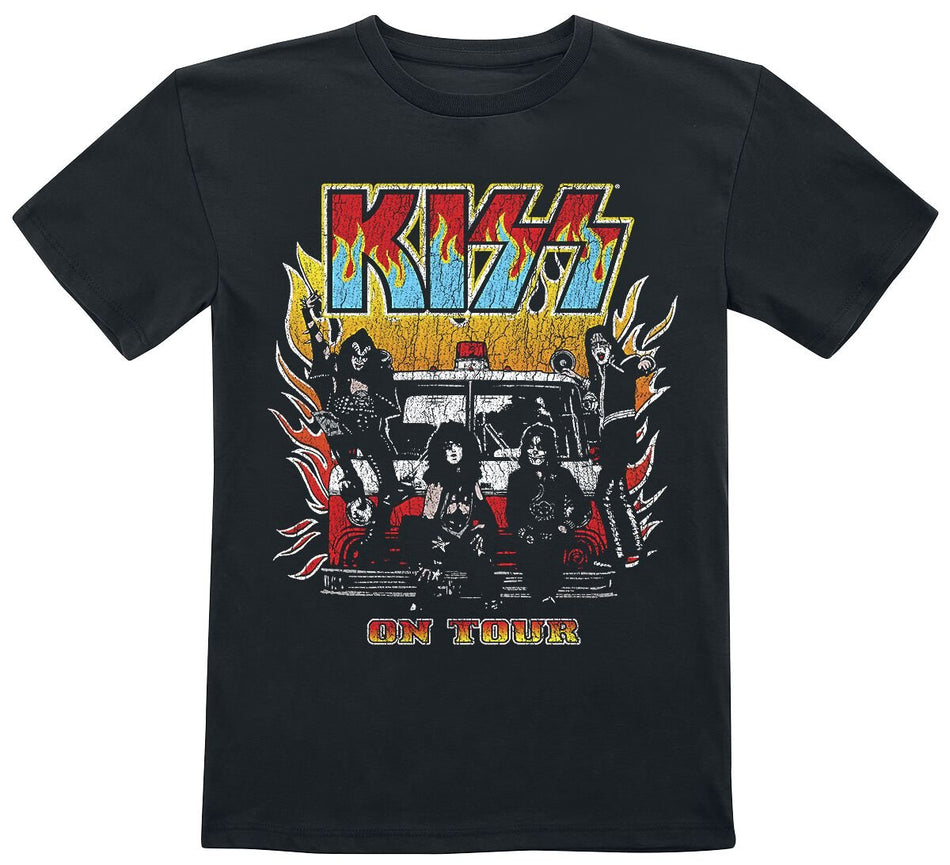 T-shirt  de Kiss - Kids - On Fire - 98/104 à 134/146 - pour filles & garçonse - noir - Kiss