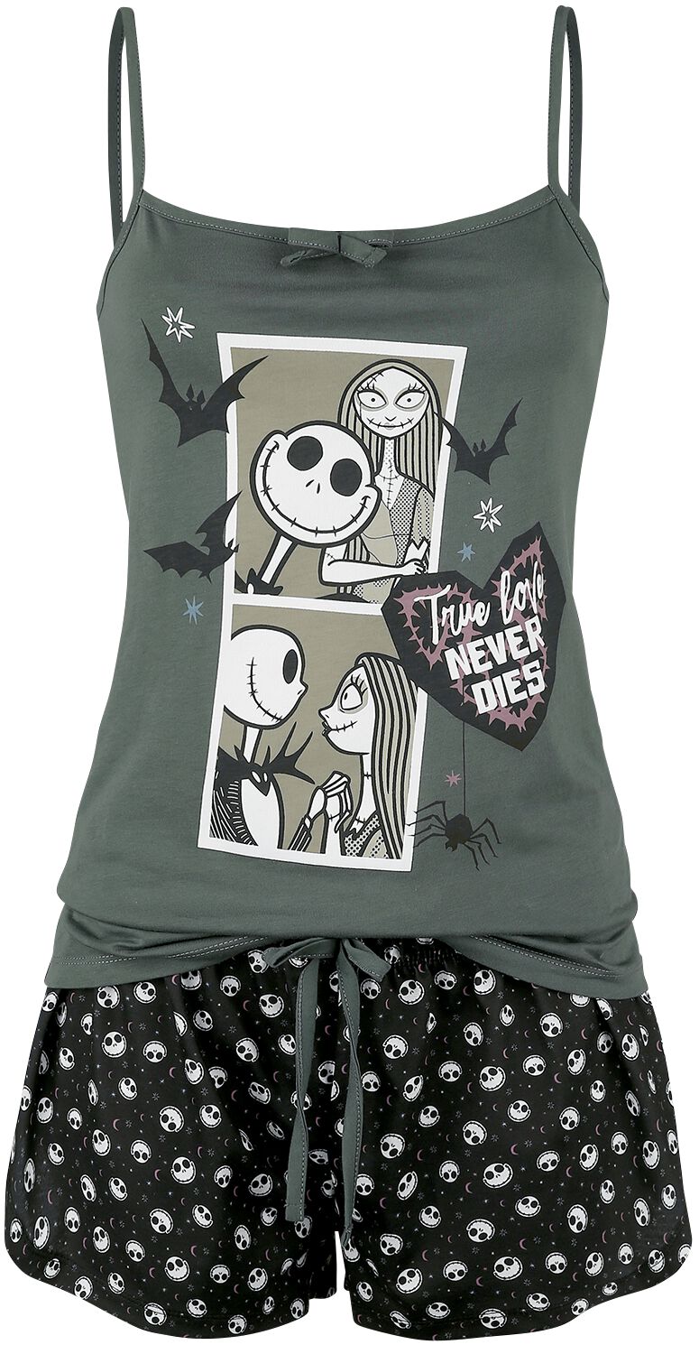Pyjama Disney de L'Étrange Noël De Monsieur Jack - Comic - S à 3XL - pour Femme - noir/gris - L'Étrange Noël De Monsieur Jack