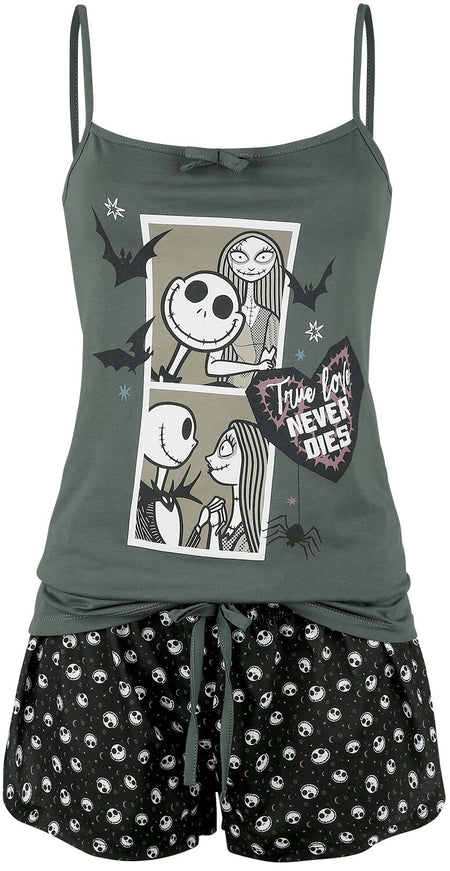 Pyjama Disney de L'Étrange Noël De Monsieur Jack - Comic - S à 3XL - pour Femme - noir/gris - L'Étrange Noël De Monsieur Jack