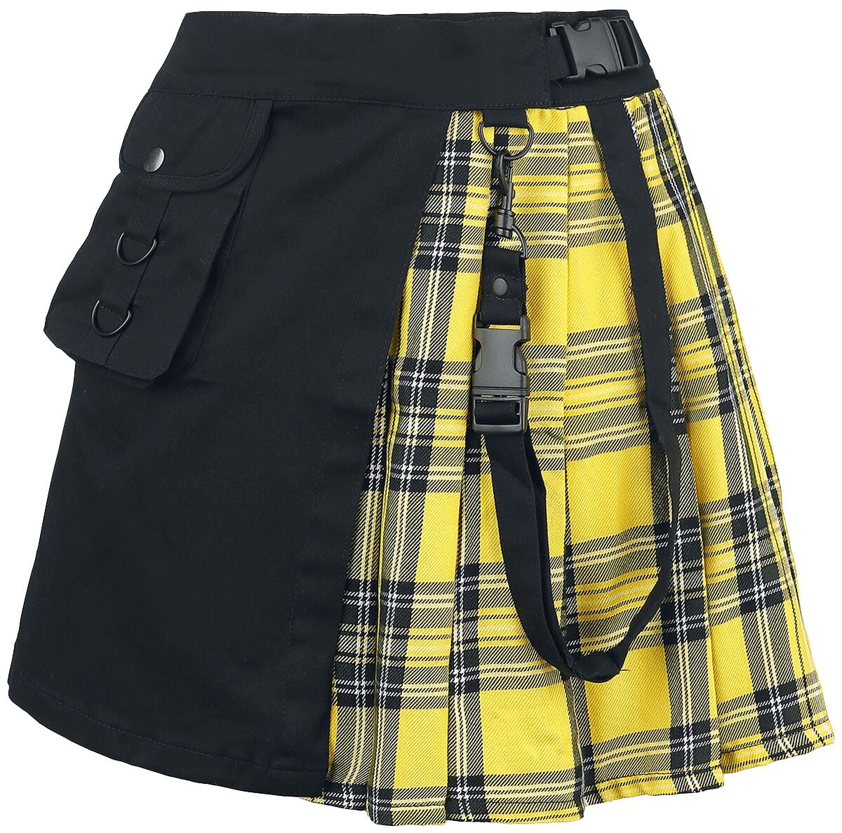 Jupe courte Rockabilly de Chemical Black - Jupe Infinity - XS à XL - pour Femme - noir/jaune - Chemical Black