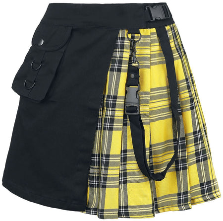 Jupe courte Rockabilly de Chemical Black - Jupe Infinity - XS à XL - pour Femme - noir/jaune - Chemical Black