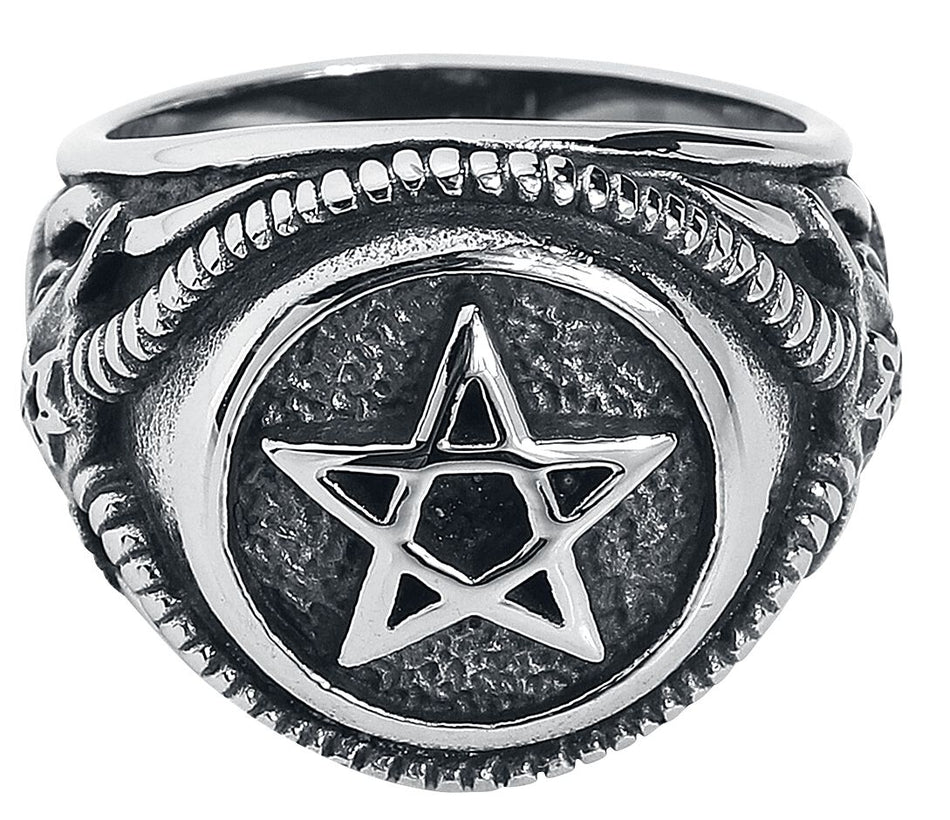 Bague Gothic de etNox hard and heavy - Pentagram - pour Unisexe - couleur argent - etNox hard and heavy