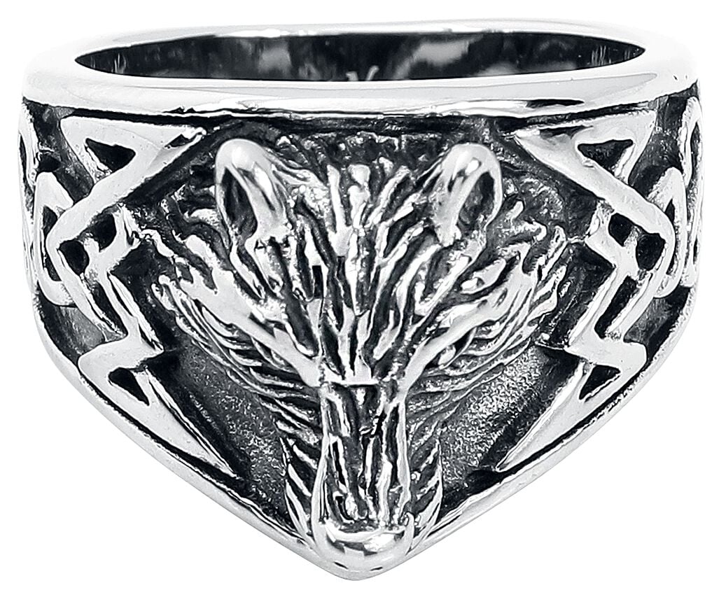 Bague  de etNox - Tête De Loup - pour Homme - couleur argent - etNox