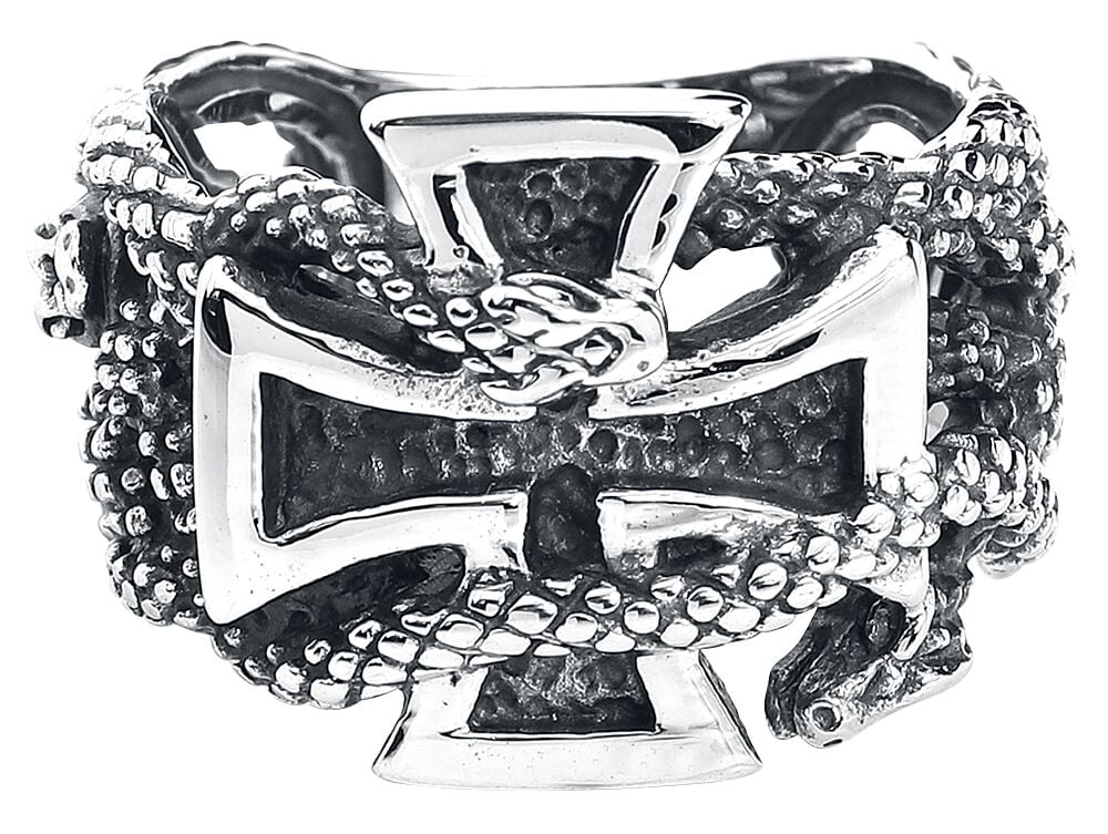 Bague  de etNox hard and heavy - Croix De Fer & Serpents - pour Homme - couleur argent - etNox hard and heavy